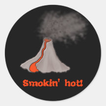 Smokin' Hot Volcano Design Round Sticker