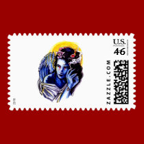 Smoking angel postage