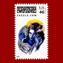Smoking angel postage