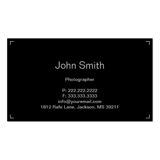 Smoking Camera Lens Photographer Business Card (back side)
