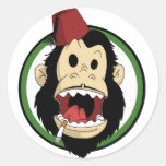 smoking monkey round stickers