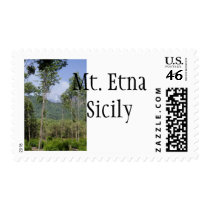 Smoking Mt Etna Through the Trees Stamp
