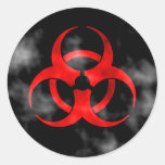 Smoking Red Biohazard Symbol Round Stickers