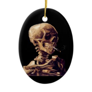 Smoking skeleton by Van Gogh Christmas Tree Ornaments