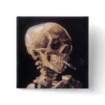 Smoking Skull Button by buttons4you Smoking Skull Button