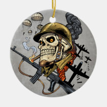 airborne, military, parachutes, skull, skeleton, gothic, war, veterans, art, illustration, al rio, Ornament med brugerdefineret grafisk design