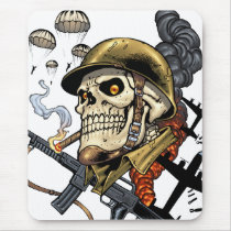 airborne, military, parachutes, skull, skeleton, gothic, war, veterans, art, illustration, al rio, Mouse pad with custom graphic design