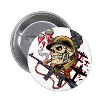 skull, skulls, airborne, marine, marines, corps, parachute, skeleton, skeletons, al rio, Button with custom graphic design