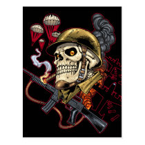 skull,, skulls,, airborne,, marine,, marines,, corps,, parachute,, skeleton,, skeletons,, al rio, Postcard with custom graphic design