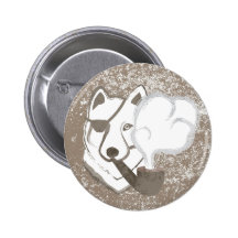 Smoking Wolf Button