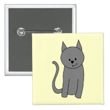 Smoky gray cat cartoon buttons