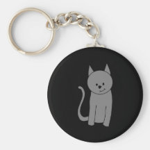 Smoky gray cat cartoon key chain