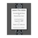 Smoky Grey Baroque Damask Save the Date Postcard by TheWeddingShoppe Smoky Grey Baroque Damask Save the Date Postcard