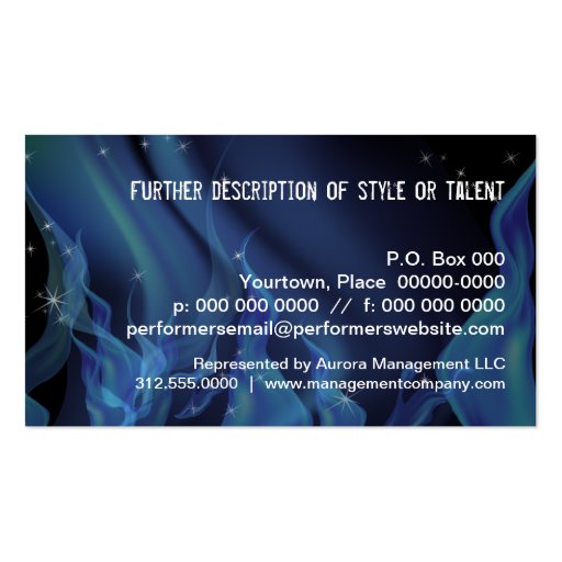 Smoky Microphone Performers Business Cards (back side)