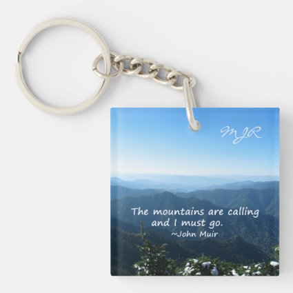Smoky Mountains w/snow Mtns calling Template Acrylic Keychain