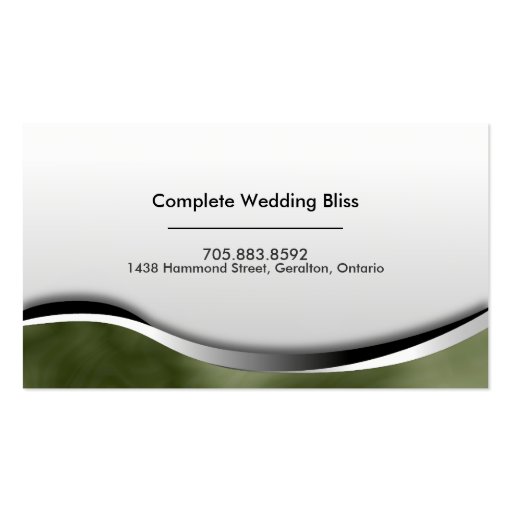 Smoky Zebra Print Wedding Planner Business Card (back side)