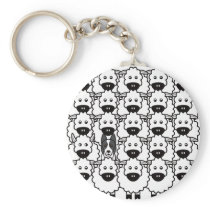 Smooth-Coated Border Collie in the Sheep Key Chains