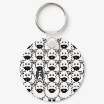 Smooth-Coated Border Collie in the Sheep keychains