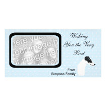 Smooth Fox Terrier - Blue w/White Diamond Design Photo Card