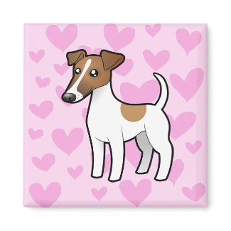 Cartoon Tan Smooth Fox Terrier Love Hearts Magnet