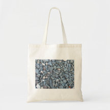Smooth gray river stones tote bags