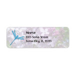 Smooth Light Blue Dragonfly and Purple Lilacs Return Address Labels