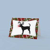 Smooth Portuguese Podengo Reindeer Christmas Card cards