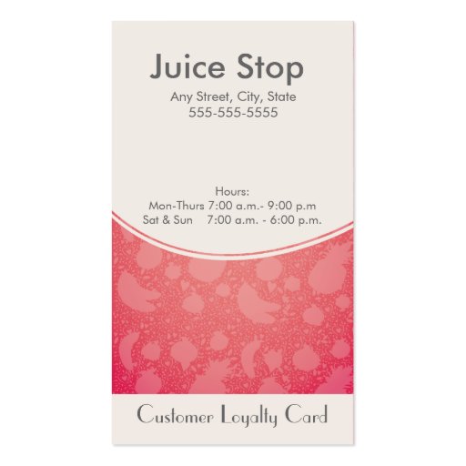 Smoothie & Juice Bar Business Card Loyalty Card