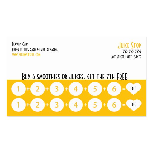 Smoothie & Juice Bar Business Card Loyalty Card
