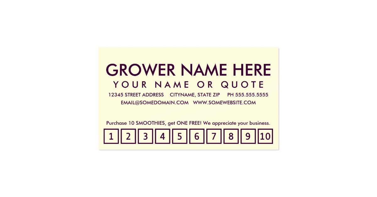 smoothies. loyalty punch card Zazzle