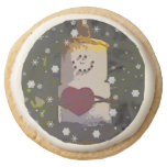 S'Mores Snowman in the Snow Round Premium Shortbread Cookie