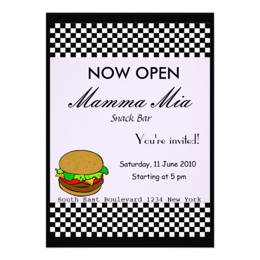 Snack Bar Opening Party Invitation 5" X 7" Invitation Card Zazzle