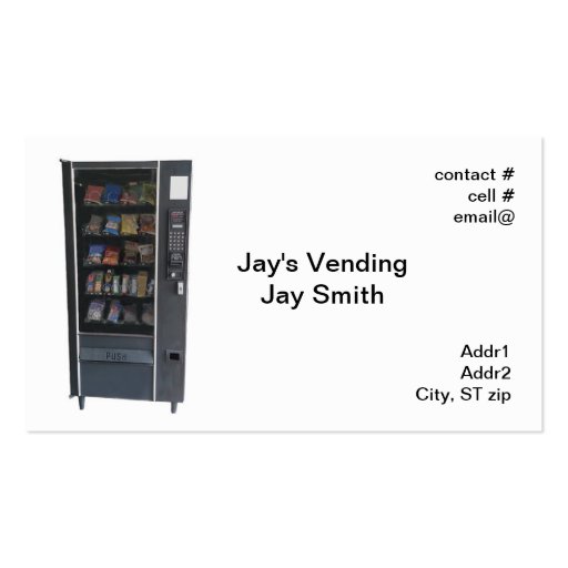 snack vending machine business card templates