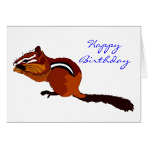 Snacking Chipmunk Birthday Card