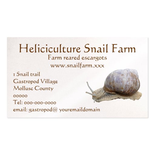 Snail farm business card (back side)