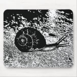 Snail in Black and White Mouse Pads