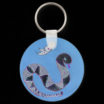 snake and butterfly -  blue keychains