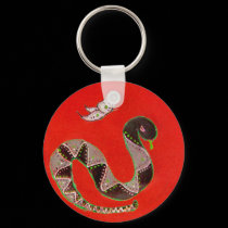 snake and butterfly - deepred keychains