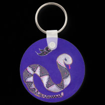 snake and butterfly - purple keychains