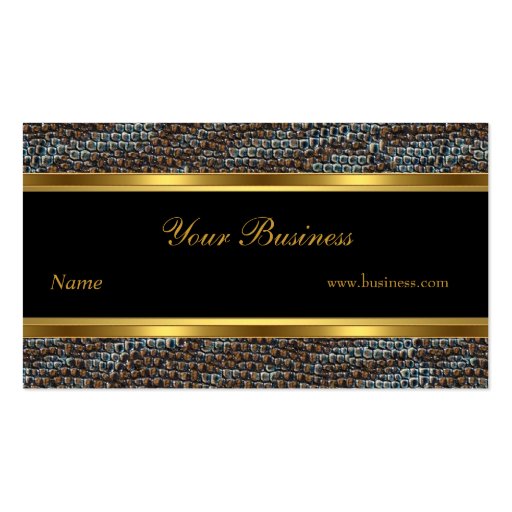 Snake Animal Gold Black Stripe Elegant Classy 2 Business Card (front side)