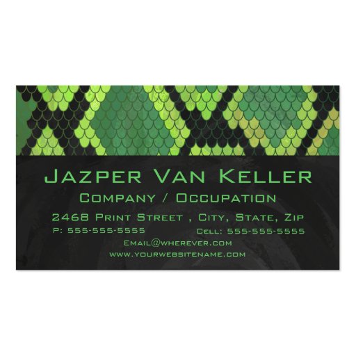 Snake Black and Green Print Business Card (front side)