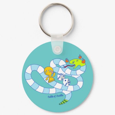 Snake Board Game Doodle Art Keychain by oodlesdoodles