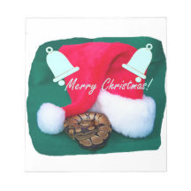 Snake by santa hat merry christmas and bells memo note pads