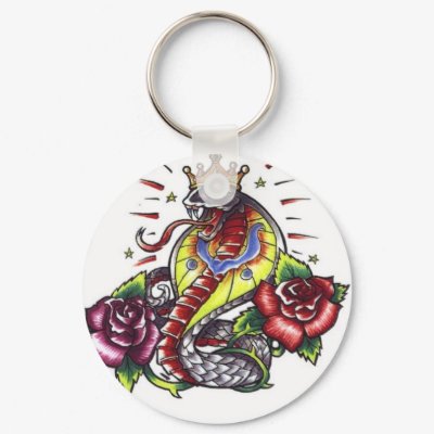 snake dagger rose tattoo key chain by tattoostyle. cobra roses