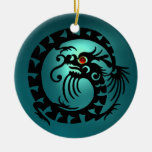 SNAKE DRAGON  Black and Blue Aquamarine Christmas Tree Ornament