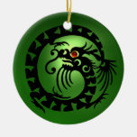 SNAKE DRAGON  Black and Green Emerald Christmas Ornaments