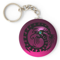 SNAKE DRAGON,black,blue aquamarine,pink amethyst Keychain