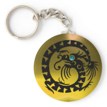 SNAKE DRAGON,black,blue aquamarine,yellow topaz Keychain