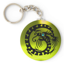 SNAKE DRAGON,black,blue aquamarine,yellow topaz Keychain