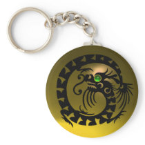 SNAKE DRAGON,black, green emerald,yellow topaz Keychains